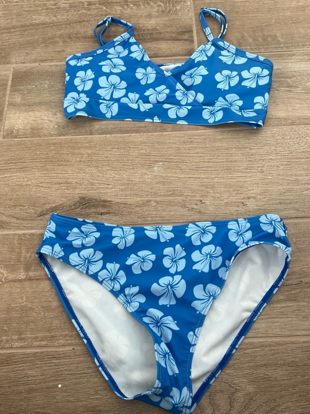 SHEIN Blue Floral Girls Two-Piece Swim Bikini